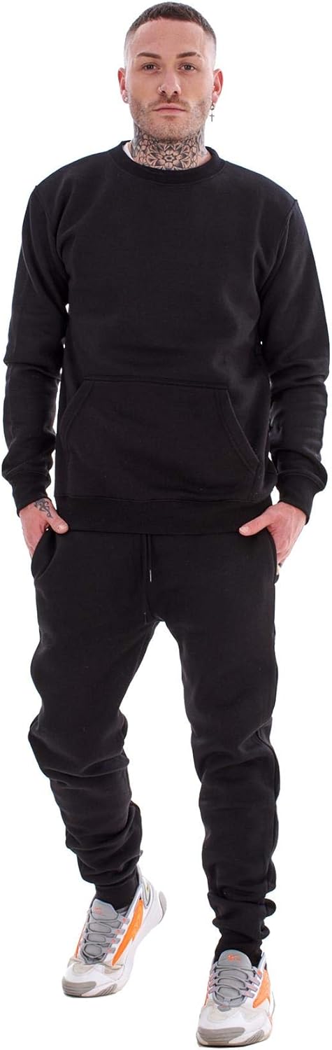 Mens Plain Tracksuit Branded Fleece Pullover Sweatshirts Cotton Jogging Bottoms