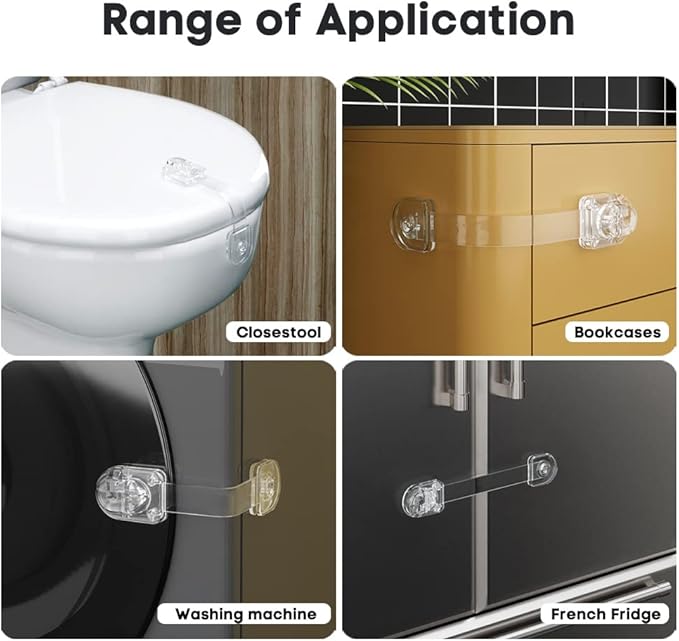 EUDEMON 3 Pack Child Safety Locks, Childproof Strap Locks for Drawers, Fridges