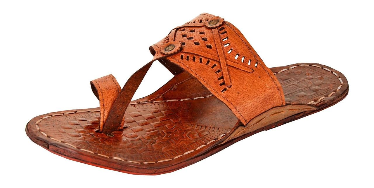 AMPEREUS Ethnic Brown Leather Kolapuri Traditional Chappal/Slipper for Mens UK-11 (B01JIPNURW) Amazon Price History, Amazon Price Tracker