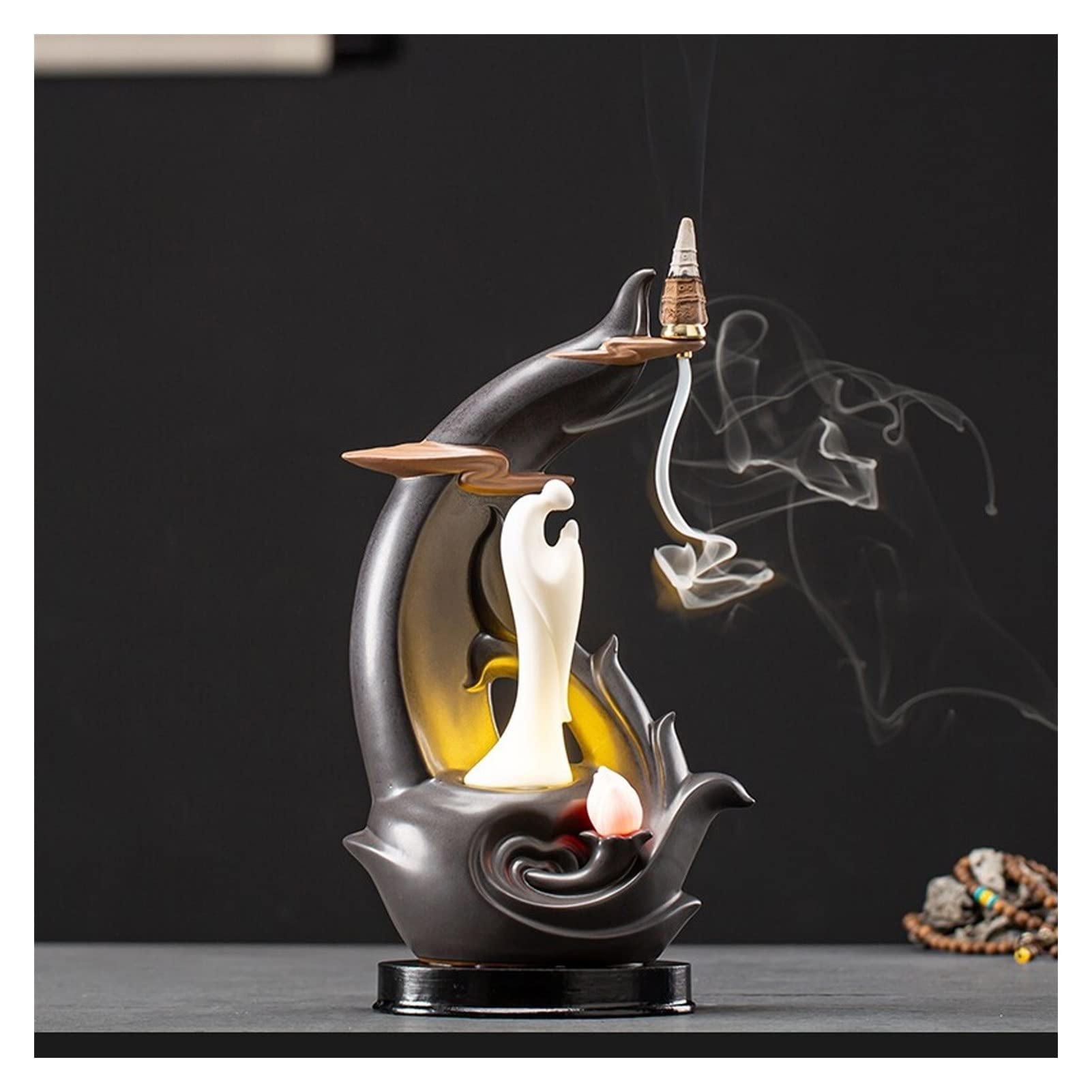 Basxdrfxz A Incense Holder Base Reflow Incense Burner Ceramic Smoke Holder Waterfall Romatherapy Decorations, Zen Decoration, Home