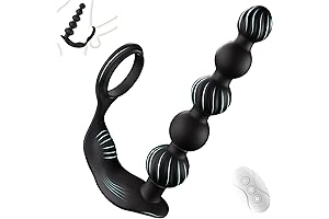 Vibrating Anal Beads Prostate Massager with Detachable Penis Cock Ring