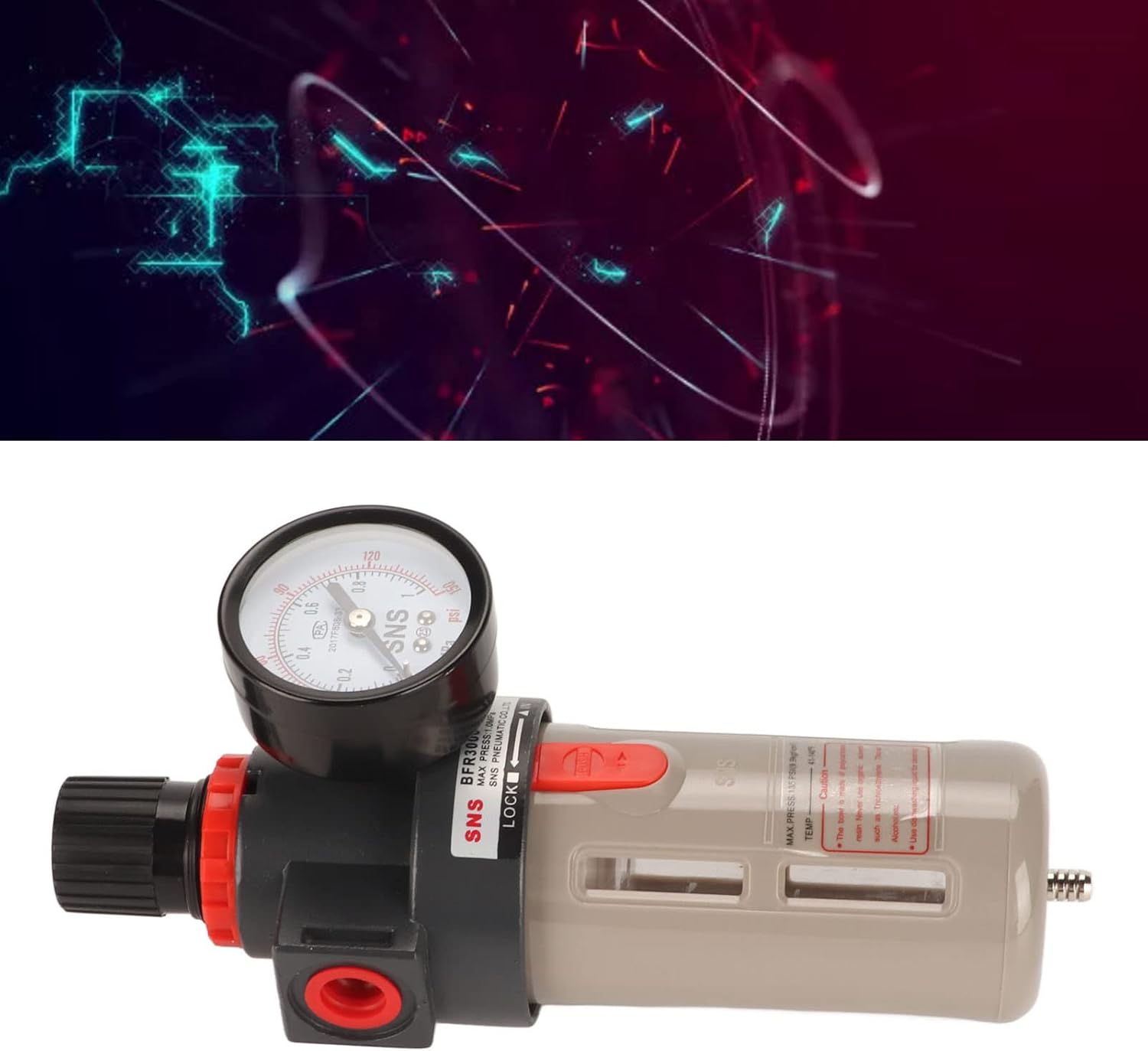 Air Compressor Filter G3/8 Air Compressor Filter, Oil Water Separator Pressure Regulator Combo Oil Water Separator 1.0MPA with Stable for Replacement