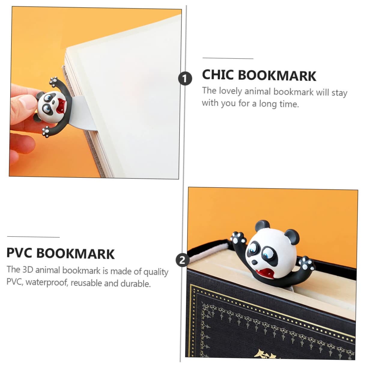 2 Segnalibri Stereo 3d Con Animali Per Bambini e Bambine Design Adorabile Con Panda Segnalibri Per Bambini e Bambine