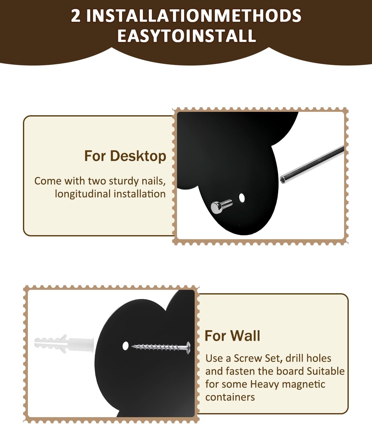 Magnetic Board Metal 26 x 36 cm Black Flowers Magnetic Board with Mounting