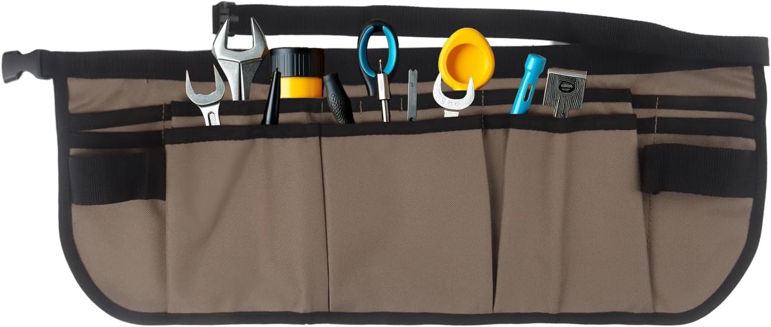 Klmnop Window Tint Tools Apron, Tool Pouch Waist Bag with Adjustable Belt, Waterproof Oxford Multi-Pocket for Vinyl Wrap(Khaki)