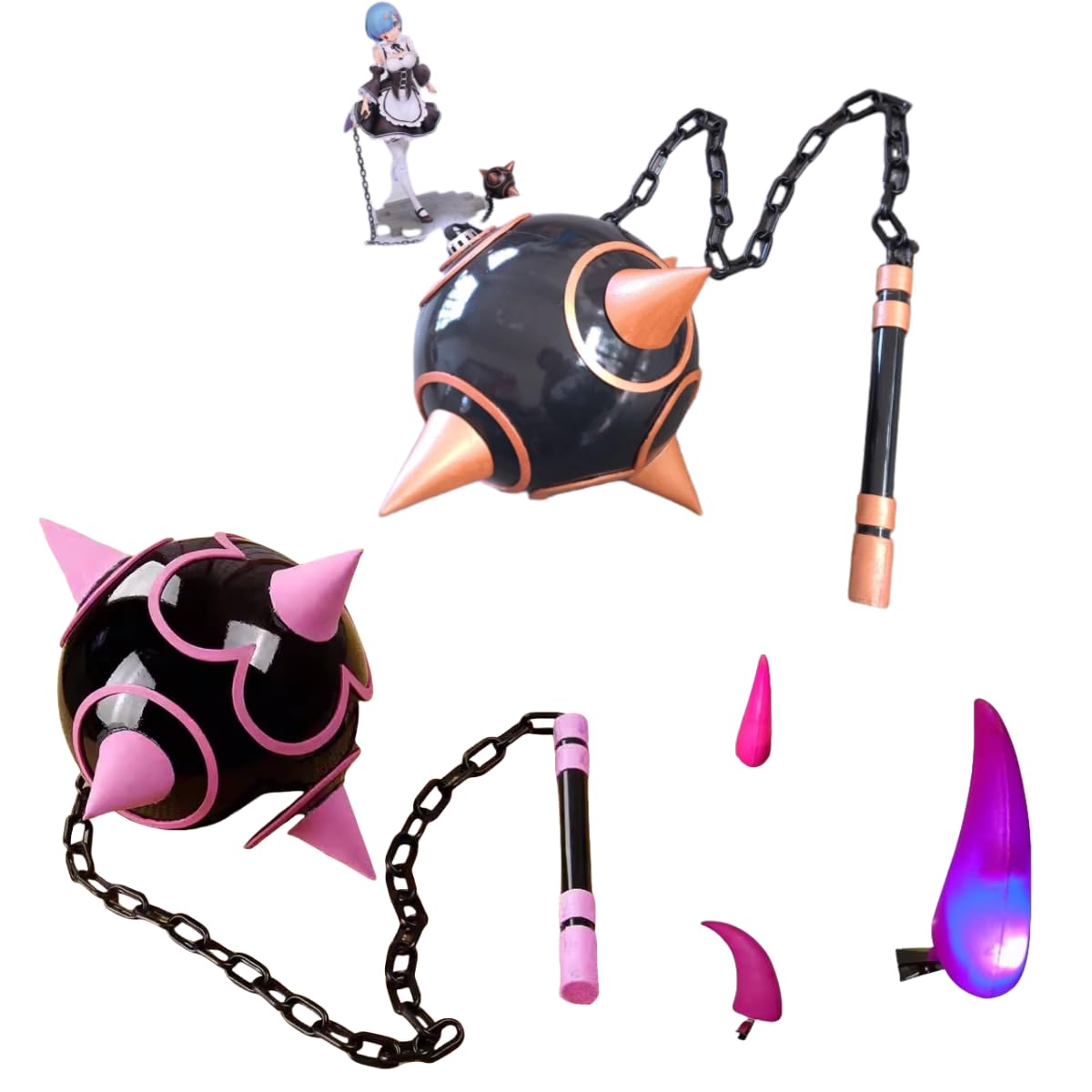 Amazon.co.jp: NISIBAI リゼロ レム コスプレ道具 光る角 流星ハンマー