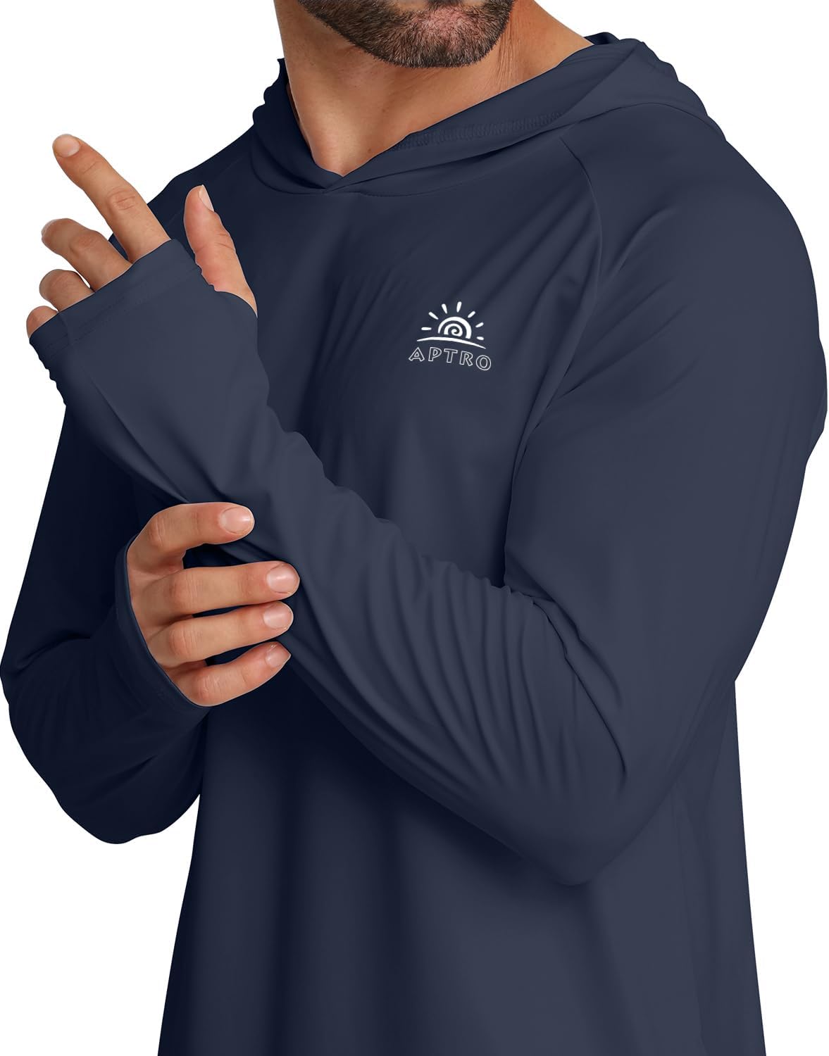 APTRO Men's UPF 50+ Sun Protection Long Sleeve Hoodie Shirts UV Outdoor Fishing Shirts SPF Rash Guard Shirts for Men