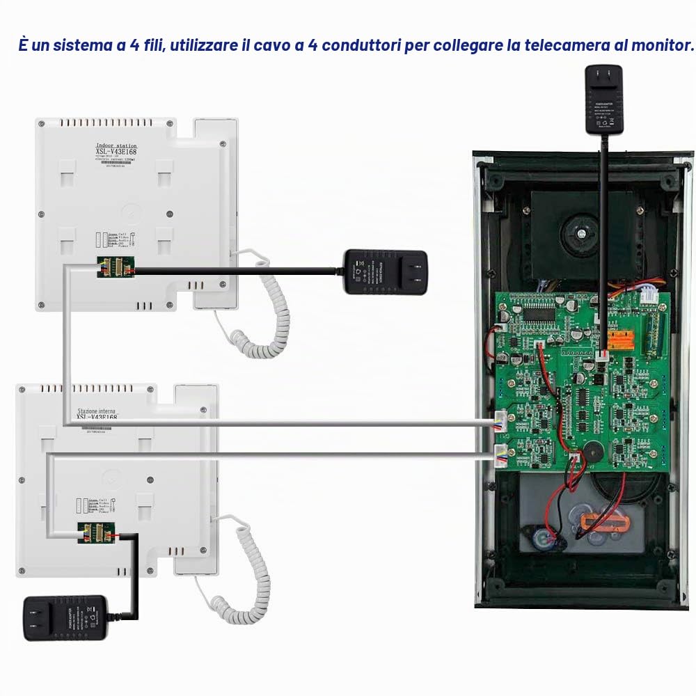 Kit videocitofonico 4.3 "a colori Videocitofono con telecamera di accesso RFID + 3 monitor da interno per 3 appartamenti/casa