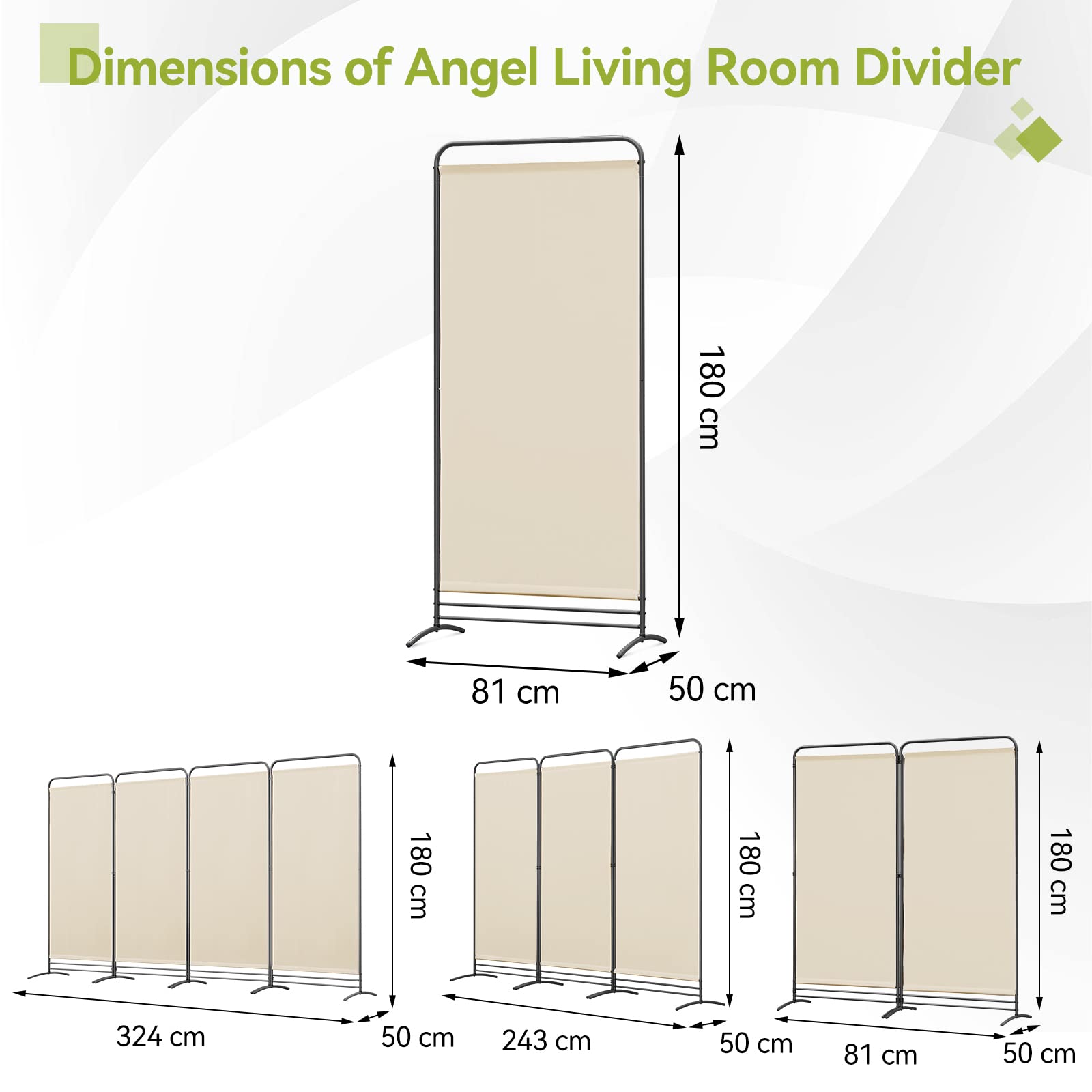Angel Living Biombo con un Panel, Decoración Elegante, Separador de Ambientes, Divisor de Habitaciones, 80 x 180cm (Beige)