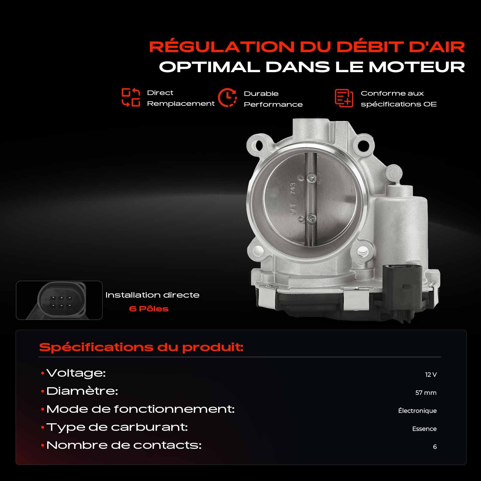 Frankberg Papillon des gaz, corps de papillon, essence 6Q133062A | Compatible avec: A5 Sportback F5A F5F, Golf VIII Variante CG5, Q5 FYB, A4 8W2 8WC, A4 Allroad 8WH 8WJ, Q7 4MB 4MG 4MQ