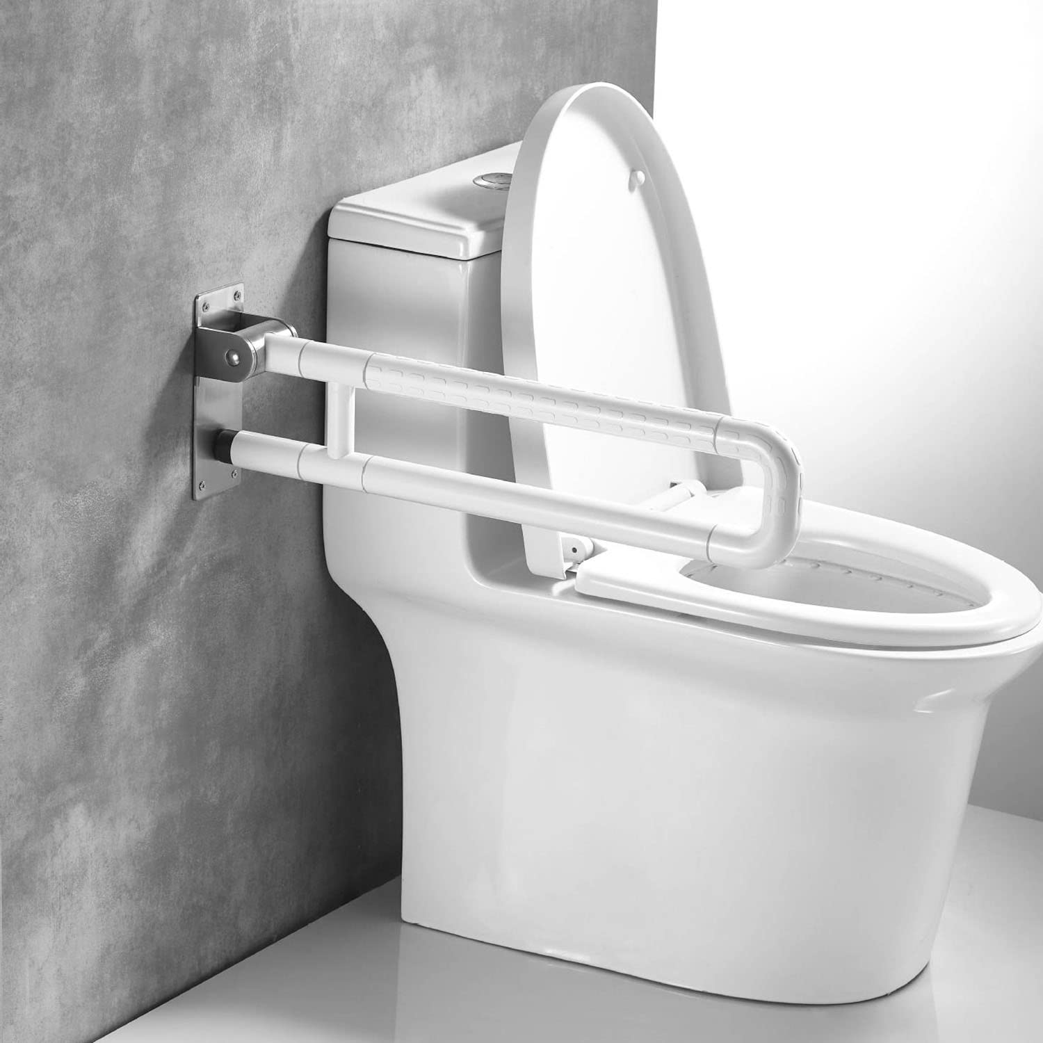 Maniglioni per Bagno, Maniglione per Disabili Toilette, Corrimano di Sicurezza Pieghevoli Impugnature Antiscivolo per Anziani Donne Incinte Disabili (bianco)