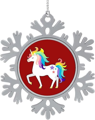 Miniatura 1 de Lindos adornos colgantes para árbol de Navidad, unicornio arcoíris, copos de nieve, 1 unidad