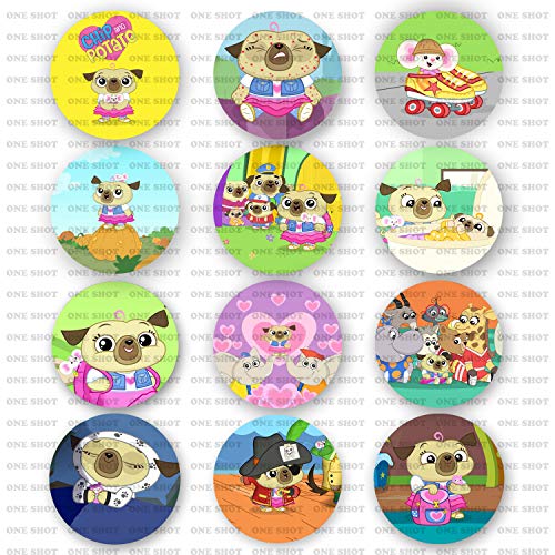 One Shot Chip and Potato Party Favors - 12 Pack, Multicolor, 2.25 Inch Round Metal & Plastic Buttons - Party Supplies