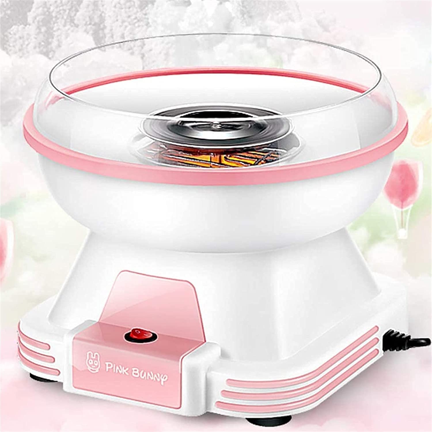 Máquina de algodón de azúcar, Fabricante de algodón de azúcar casero for la Fiesta de cumpleaños de la Familia, Mini Candy Floss Machine con Conos y SCOPEP de azúcar(Pink)