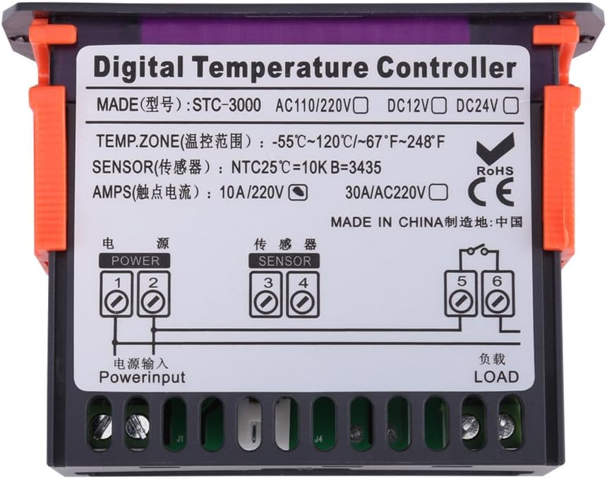 Wiring diagram for Sanpyl STC-3000 Digital Temperature Controller