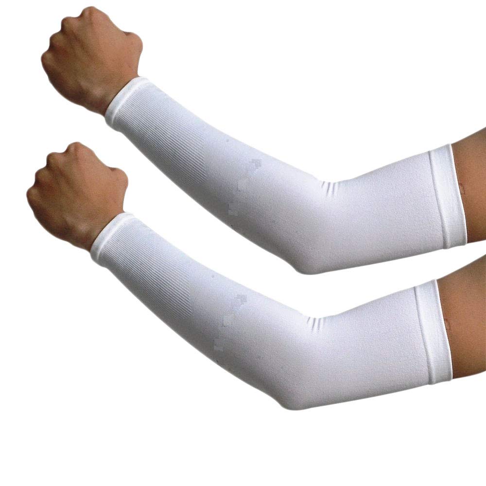 QUEERY Men's Sports Arm Sleeves (White, Pack of 1 Pair)