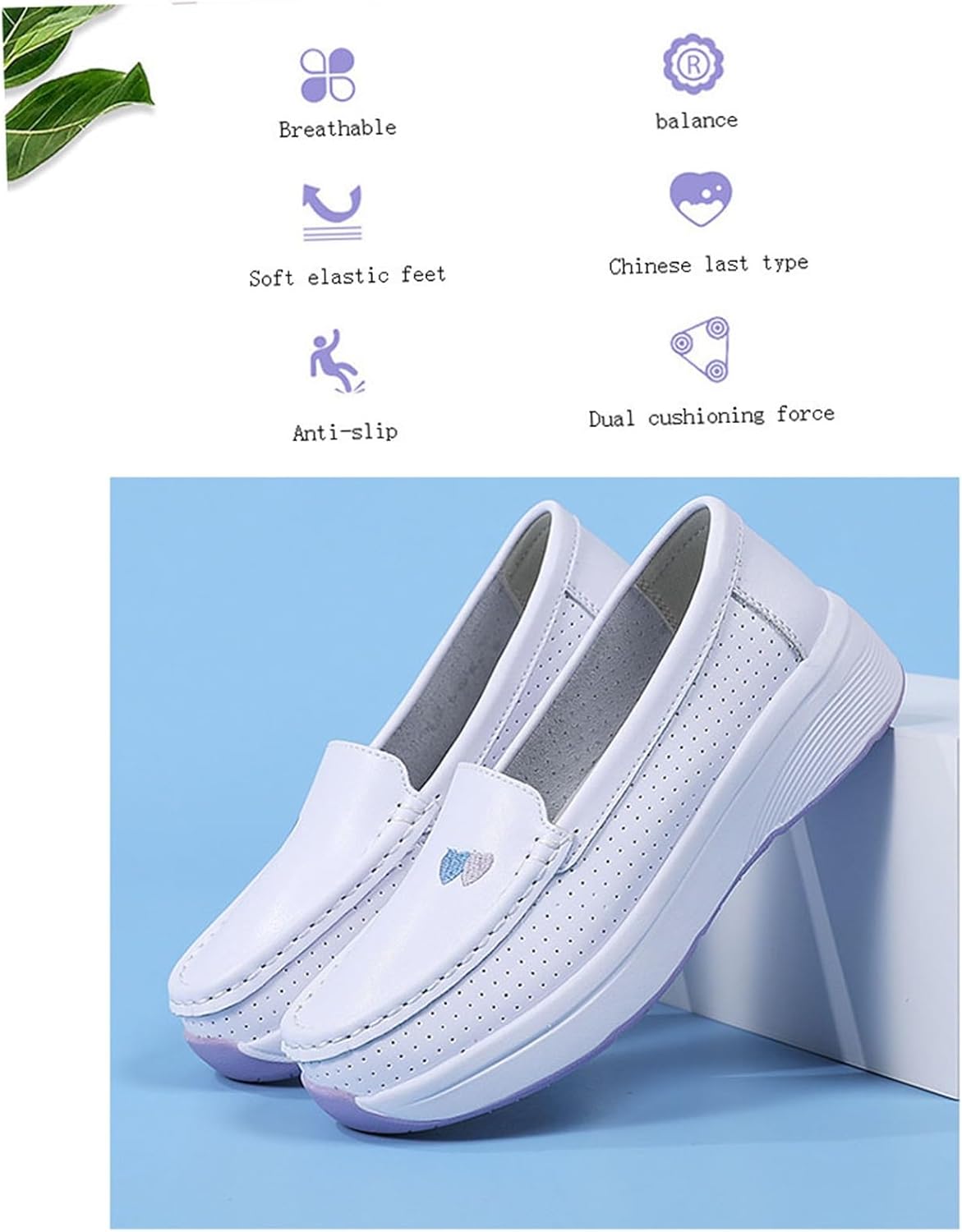 Orthopedic Nurse Shoes for Women, Summer Hollow Out Breathable Slip-On Non Tiring Feet Nurse Working Shoes, Platform Orthopedic Sneakers, Ideal for Medical Healthcare Crews