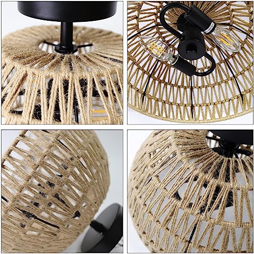 Wvsrbyr Boho Semi Flush Mount Ceiling Light, Handmade Semi Flush Mount Ceiling Light Fixtures, Boho Ceiling Light Fixture For Bedroom, Corridor, Hallway, Entryway, Nursery, Kitchen #TOP5