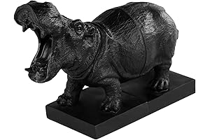 Elegant Fengze Polyresin Black Hippo Bookends