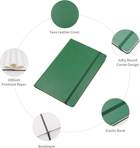 Miniatura 9 de Deziliao - Cuaderno de tapa dura de 160 páginas, cuadernos a rayas para el trabajo, papel grueso prémium de 100GSM, con bolsillo, tamaño mediano de