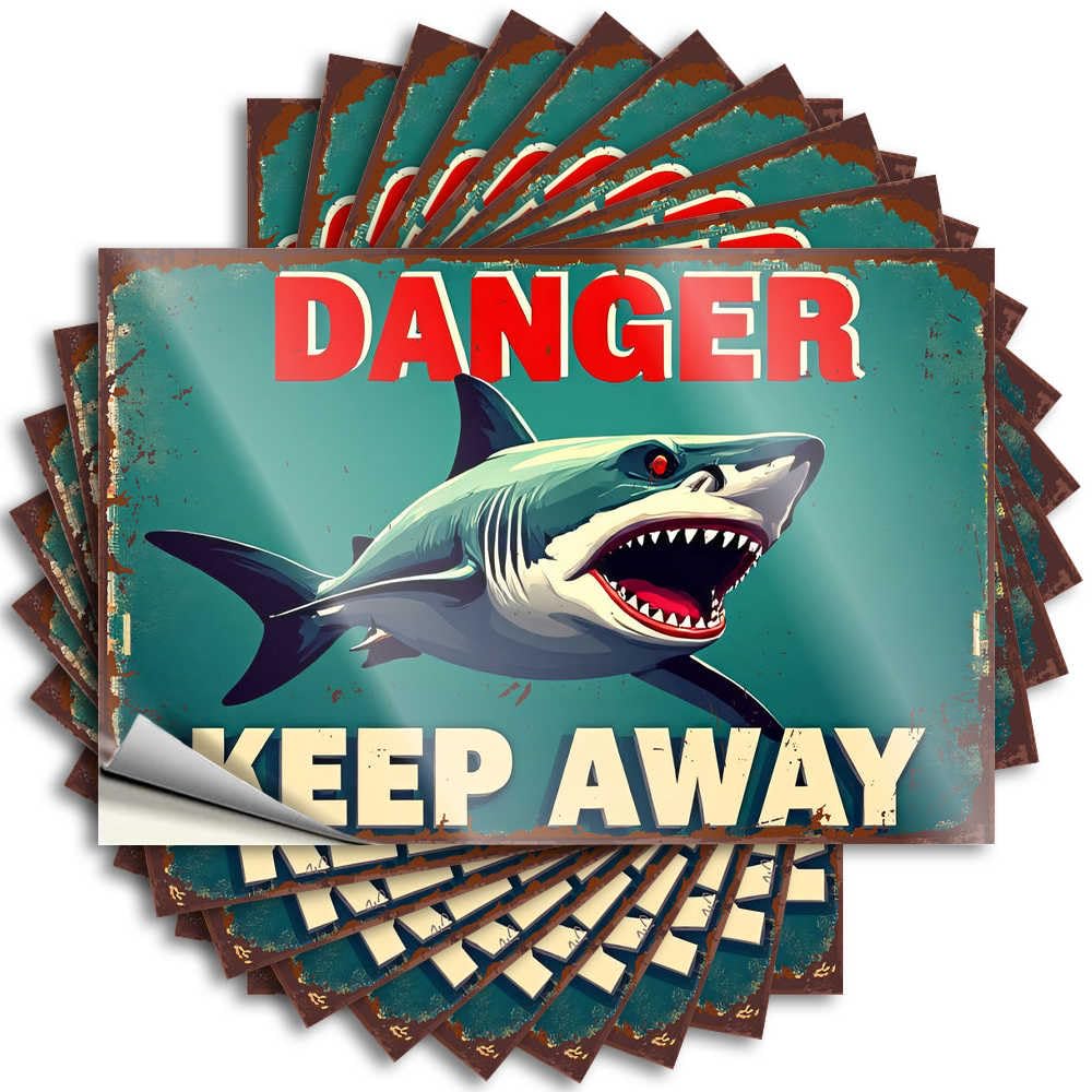 Dangerous Shark Warning: Keep Away from The Depths! Happy Core - Decals Laptop Removable Vinyl Decal(12X18CM)