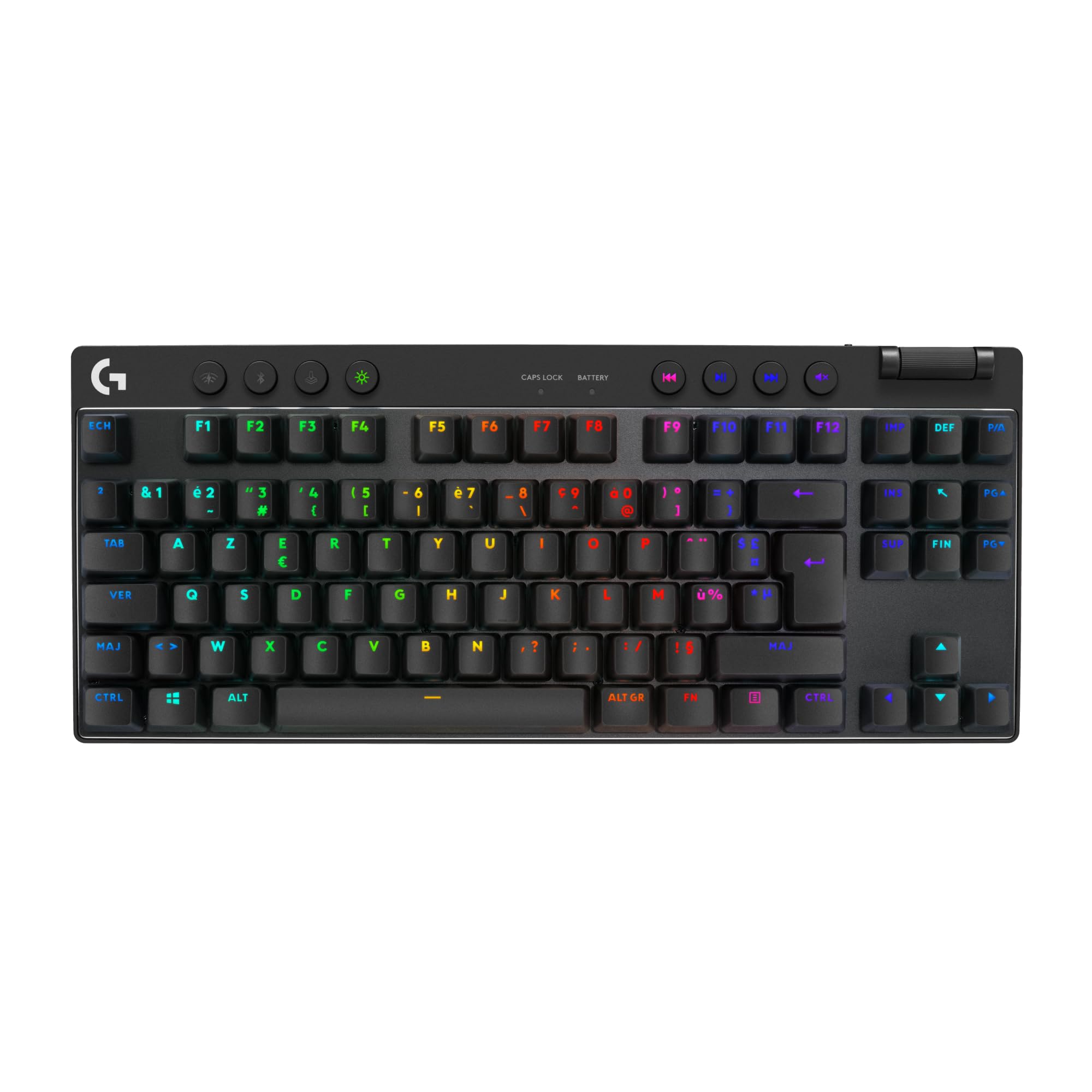 Logitech G PRO X TKL LIGHTSPEED clavier de jeu sans fil, ultra-portable, sans pavé numérique, LIGHTSYNC RVB, touches en PBT, switchs Tactile (GX Brown), AZERTY Français, PC - Noir