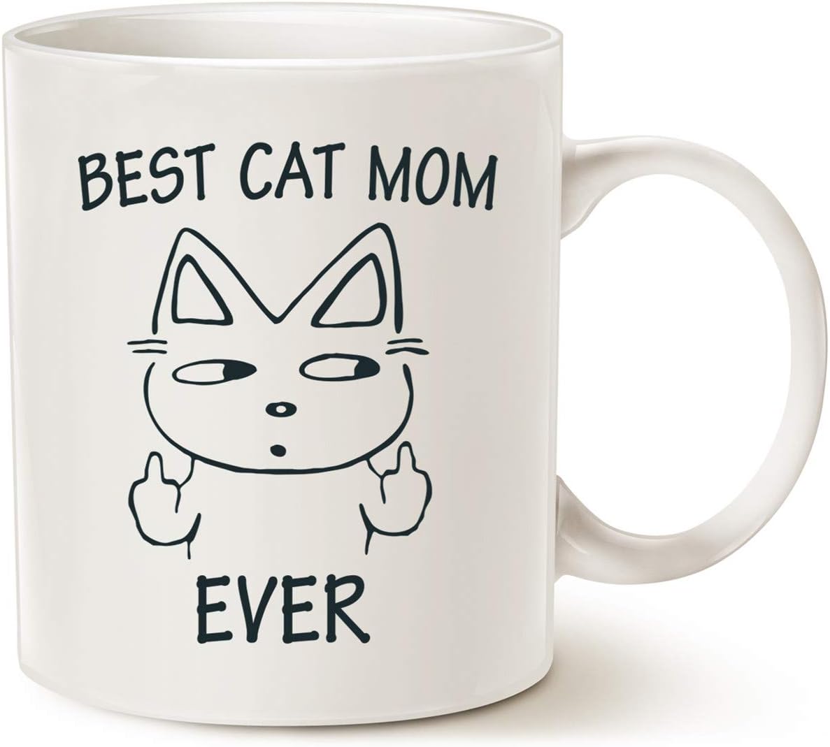 KoolTech "Best Cat Mom Ever Printed White Coffee and Tea Ceramic Mug - 11oz/325ml | Funny Gift for Mothers, Cat Lovers