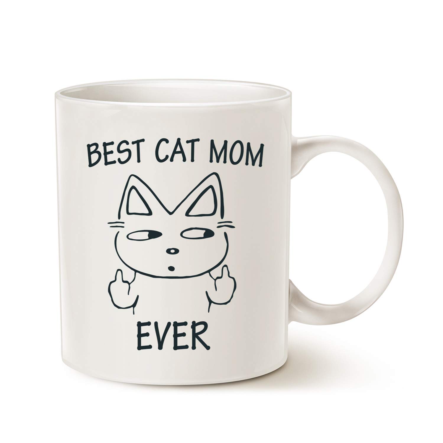 KoolTech "Best Cat Mom Ever Printed White Coffee and Tea Ceramic Mug - 11oz/325ml | Funny Gift for Mothers, Cat Lovers