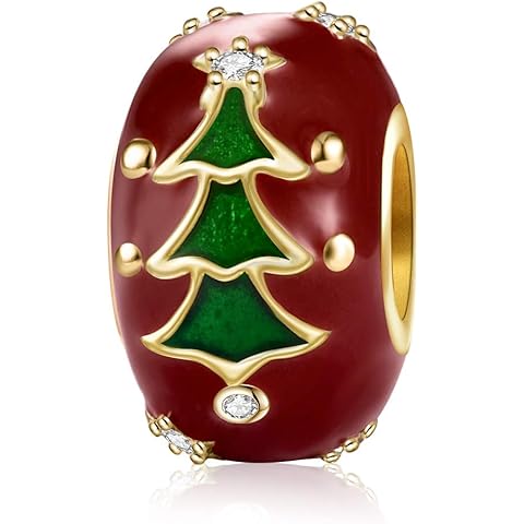 DALARAN Christmas Charms for Bracelet Sterling Silver Snowflake Blue CZ Bead Pendant Charm for Women