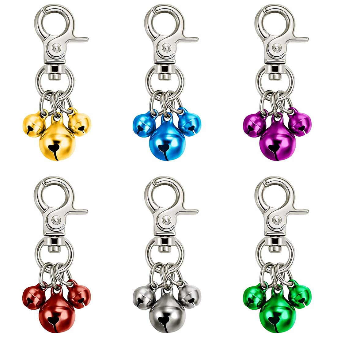 6 Piezas Encantos de Collar de Campana de Perro Campanas de Collares de Mascotas Llaveros de Campanas de Perro Ruidosos Colgante Triple Campana de Perro para Gato Entrenamiento