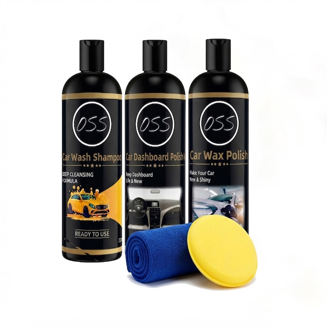 3-in-1 Car Care Combo Pack | Car Shampoo, Car Wax Polish & Dashboard Polish 200ml Each | Includes Microfiber Cloth & Applicator Pad | Complete Car Cleaning & Detailing Kit-image-18
