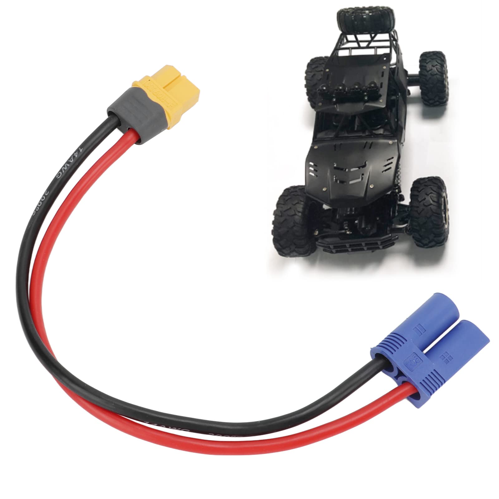 equlup RC Female to EC5 Male Cable, 23.7cm/9.3in Female to Male Adapter Connector with 14AWG Cable XT60HF EC5 Connector Adapter Cable for RC FPV Drone Car