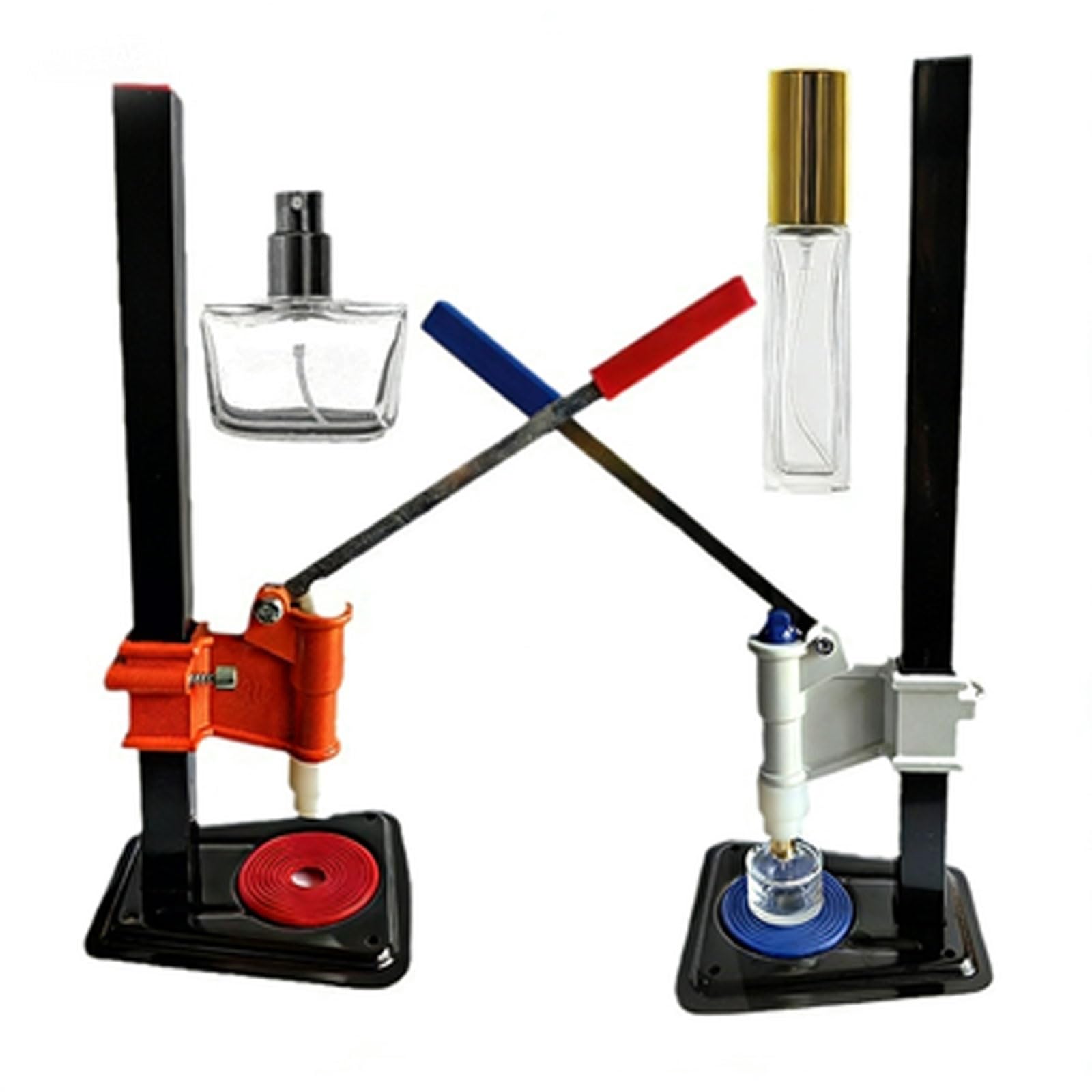 Máquina taponadora de perfume, tapadora manual de acero inoxidable para botellas de 13 a 15 mm, herramienta de sellado de perfume ajustable en altura, aplicador de tapa abatible para botellas de