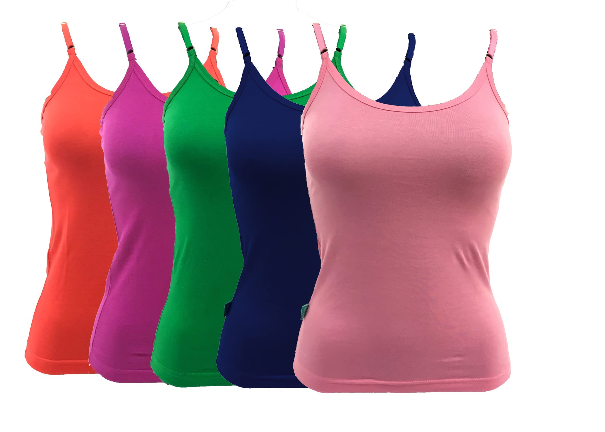 qd fashion Women's Cotton Camisole Vest with Adjustable Strap Multicolor Combo (Pack of 5)-picture-49
