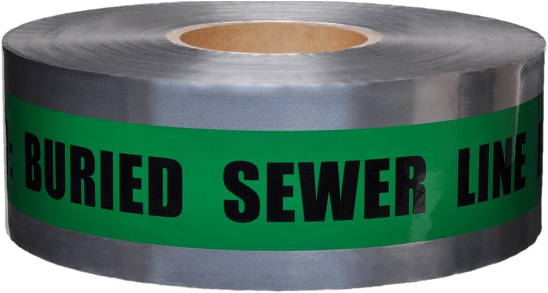 Presco Underground Detectable Tape: 3 in x 1000 feet (Green Black is printed with the following caution burial sewer line) 3" x 1,000' Black is a caution burial sewer line and green