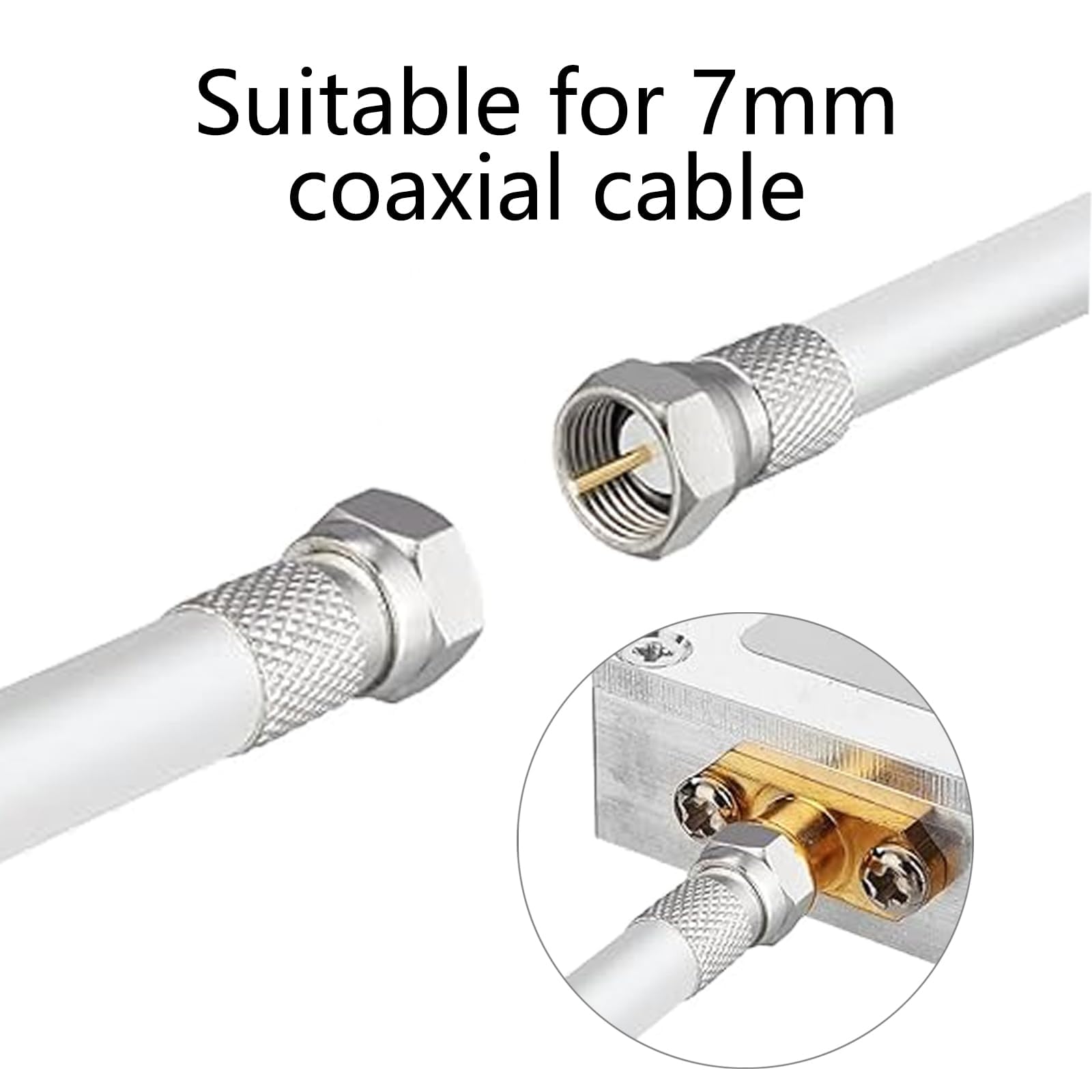 GVSS Lot de 10 Fiche F Antenne TV 7mm,Adaptateur Antenne TV,Connecteur F,Prise F,F Connector 7mm pour Câble d'Antenne Coaxial et Câble Satellite