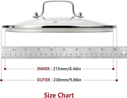 Miniatura 3 de Antrader Tapa de vidrio templado, cubiertas de vidrio de 9 pulgadas para ollas, sartenes y sartenes, 1 juego, transparente