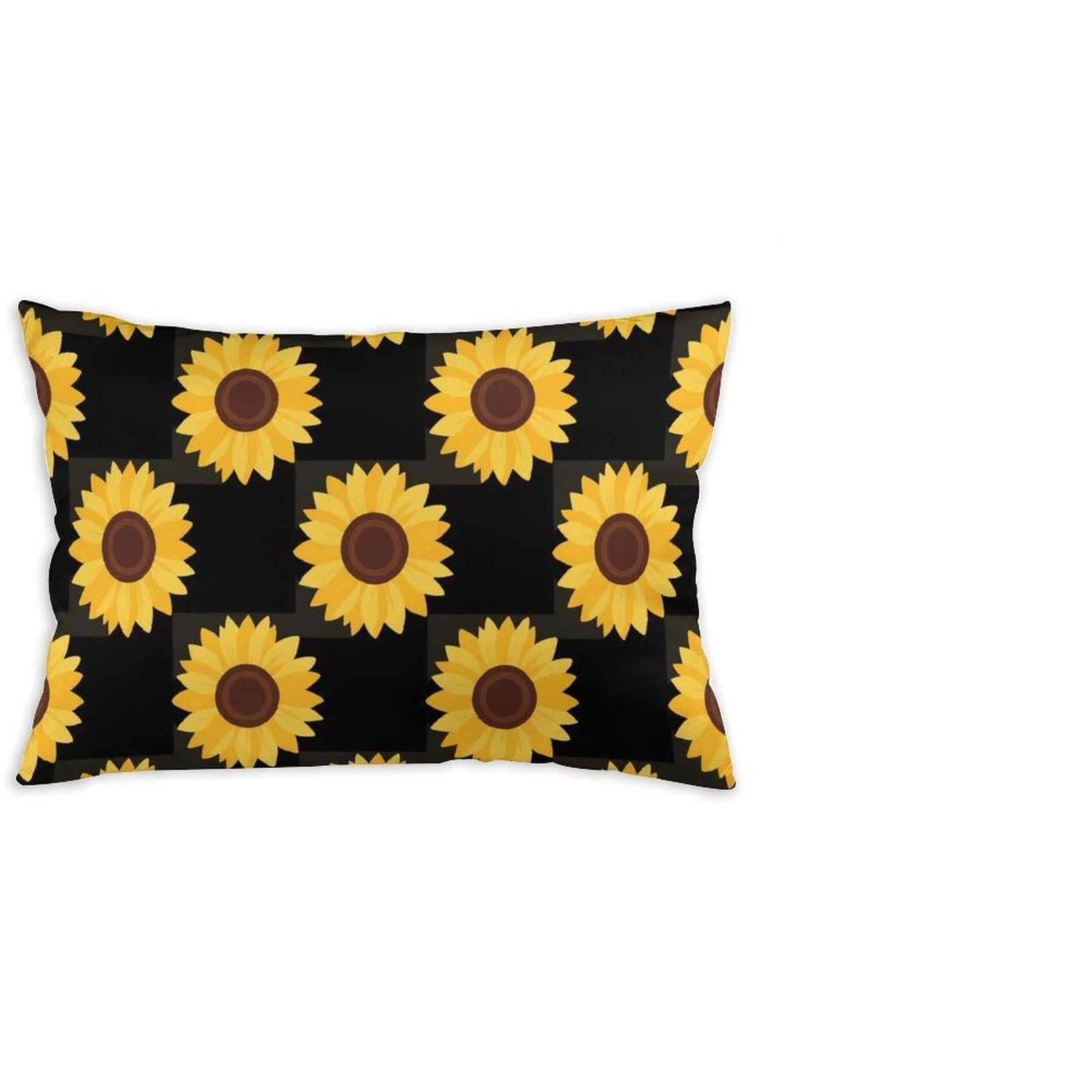 FodPand Decorative Throw Pillow Covers 12x20 Short Plush Sunflower Body Pillowcase Cushion Cases with Invisible Zipper Rectangle Lumbar Pillow Shells for Sofa Couch Chair Bed Home Decor