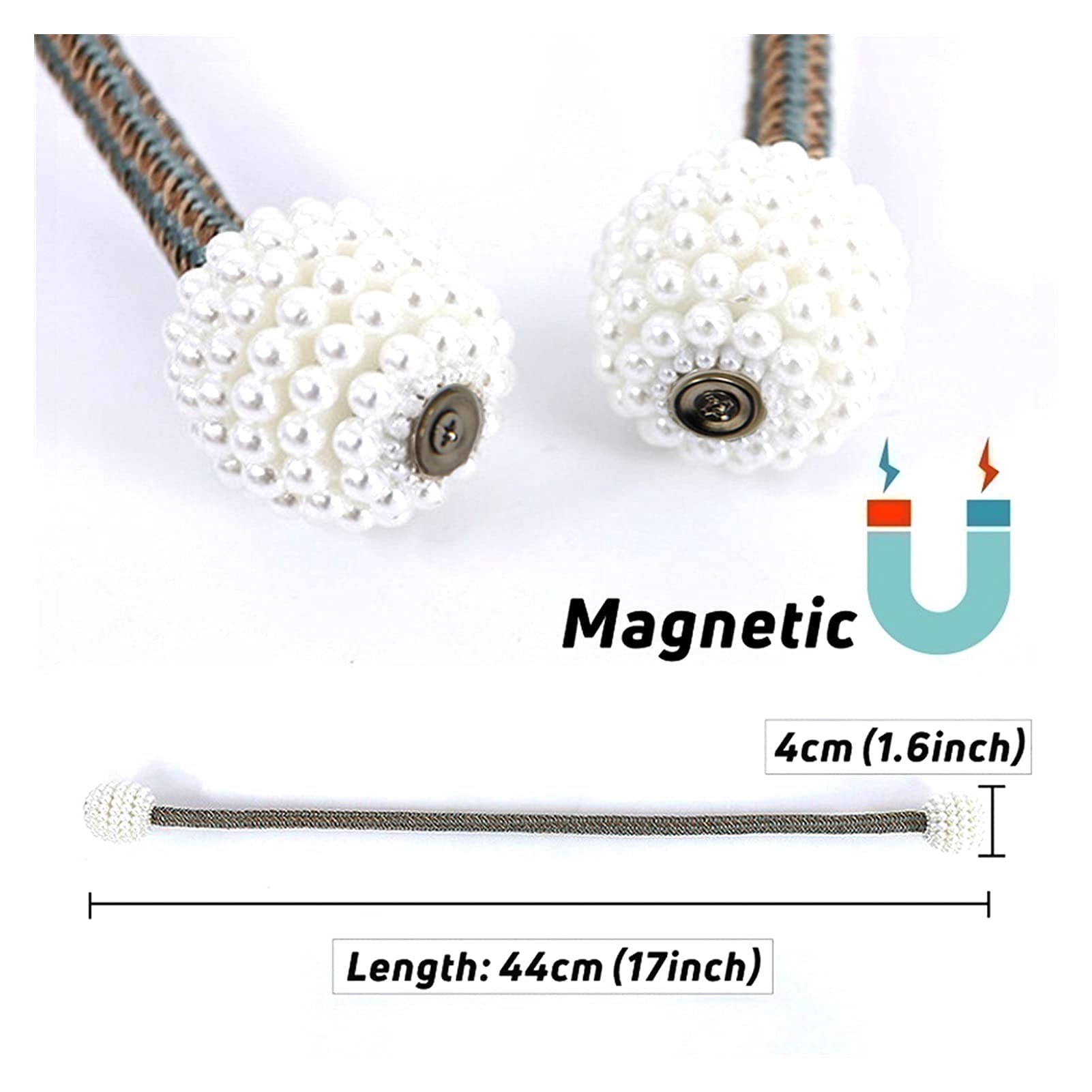 2Pc Magnétique Rideau Embrasses Retenues Boucle Clip Sangle Aimant Perle Boule Rideau Suspendu Ceintures Tiges Corde Accessoires (Taille Unique | Bleu)
