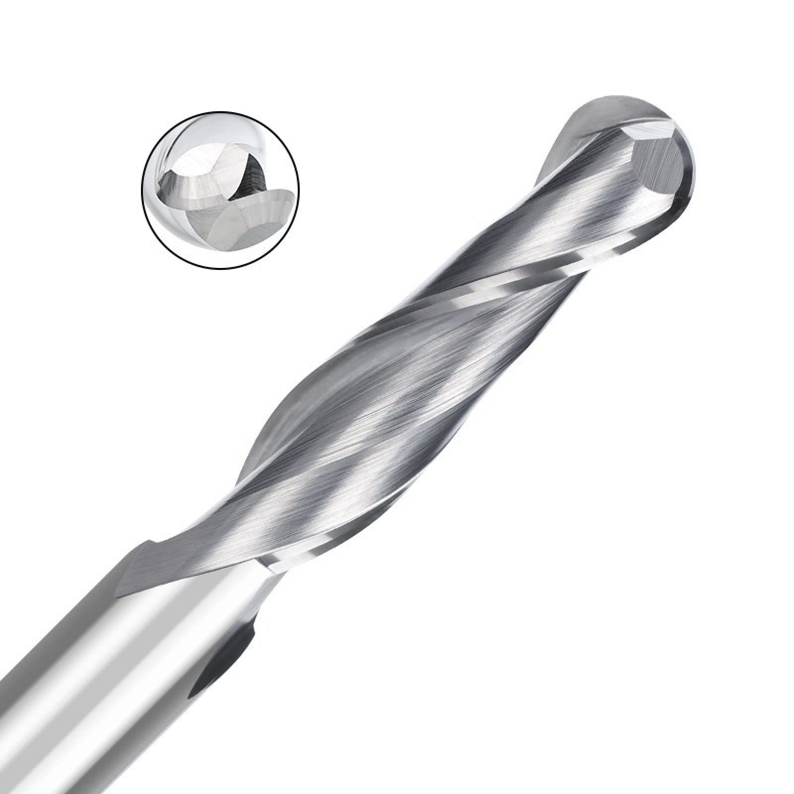 3.175mm Shank Ball Nose End Mill 2Flute Spiral Router Bits 10pcs,1.0x3.175x6mm