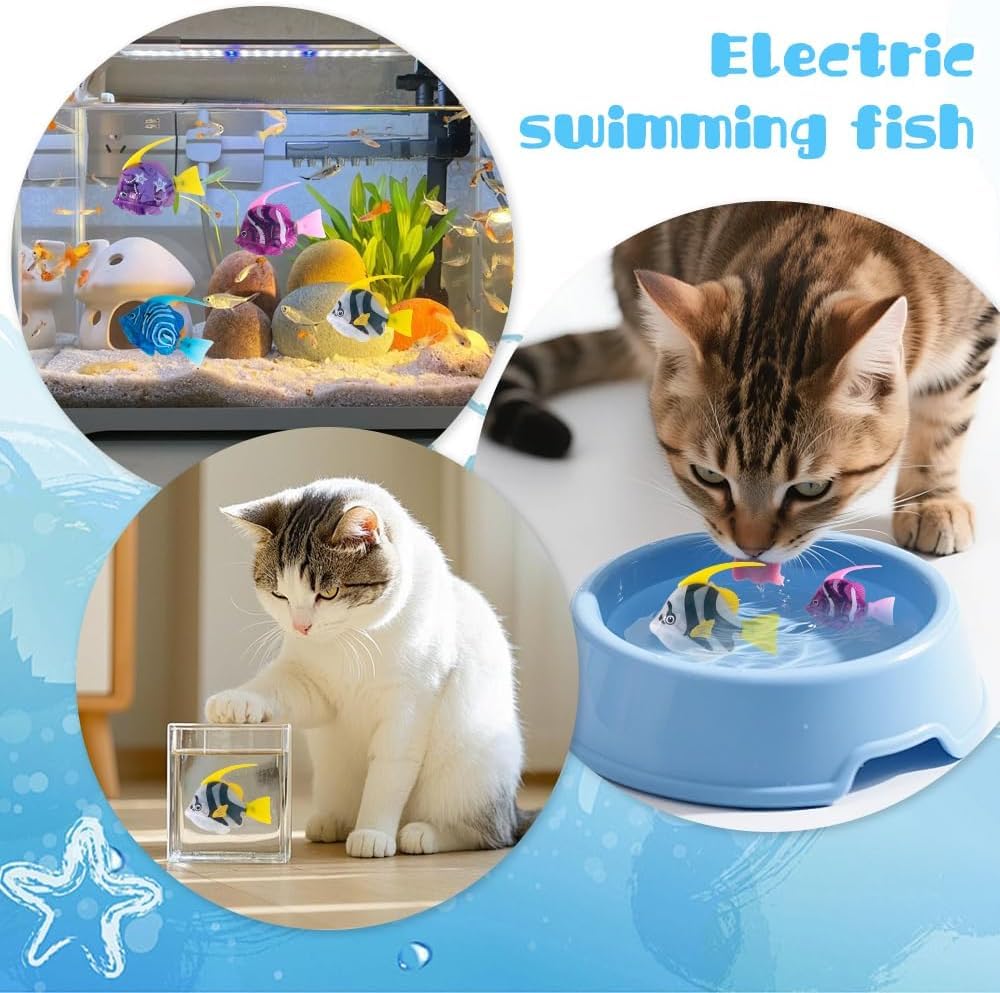 Mineup 4 Stück Roboter Fisch, Robo Fish, Elektrische Fische mit Leuchtende, Elektronischer Haustier Fisch, Katzenspielzeug Elektrisch, Schwimmende Fische Spielzeu für Poolspielzeug, Batteriebetrieben