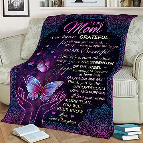 To My Mom Gifts Blanket Flower Butterfly Ultra-Soft Micro Fleece Throw Blankets, Gifts For Mothers Day For Mom From Daughter| From Daughter Son Gift Birthdays Bed Sofa Travel Warm Love Fuzzy 60 X50 #TOP7