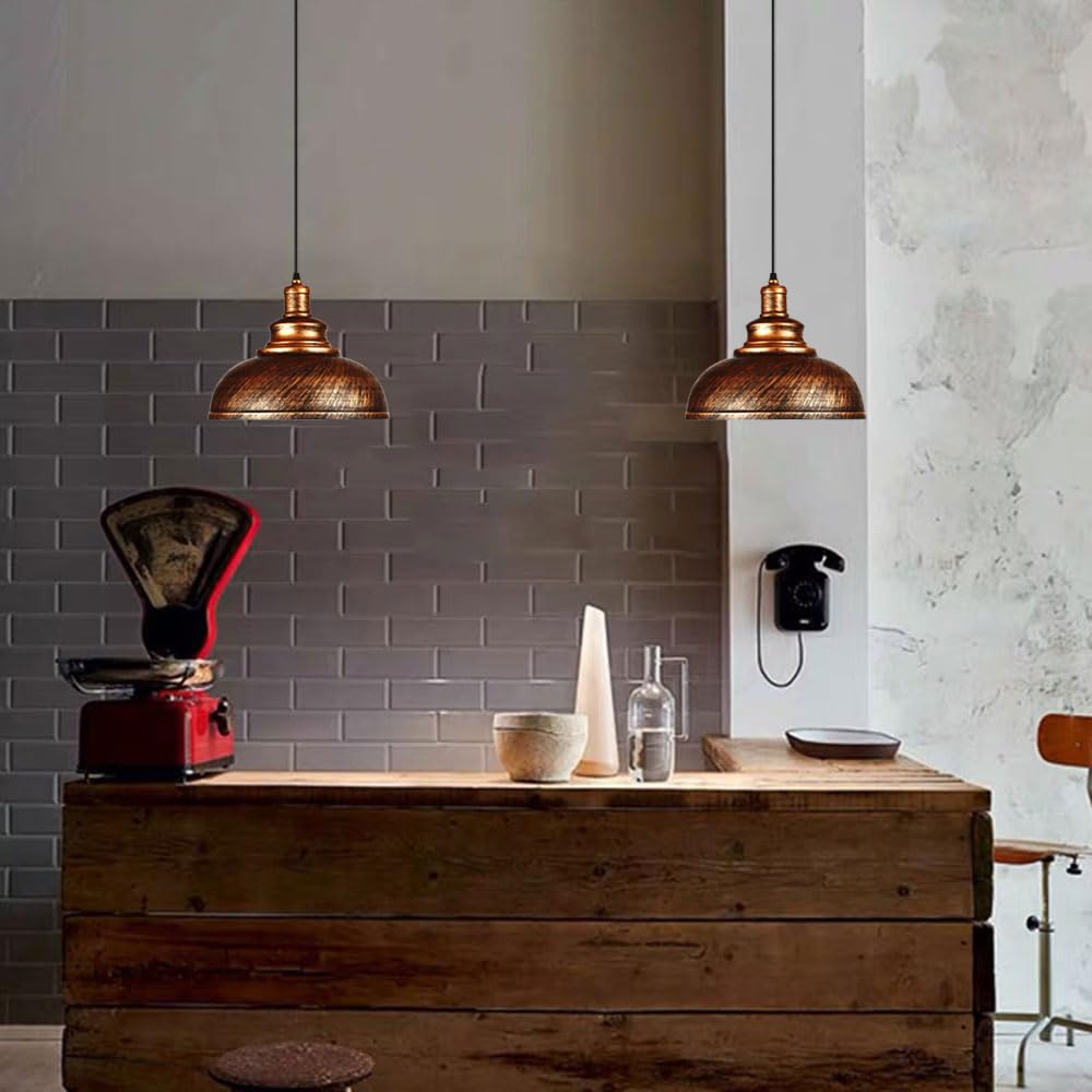 Lampadario in stile americano con attacco E26, lampada a sospensione regolabile in altezza, lampada a sospensione creativa in metallo, ideale per isola cucina, camera da letto e bar.