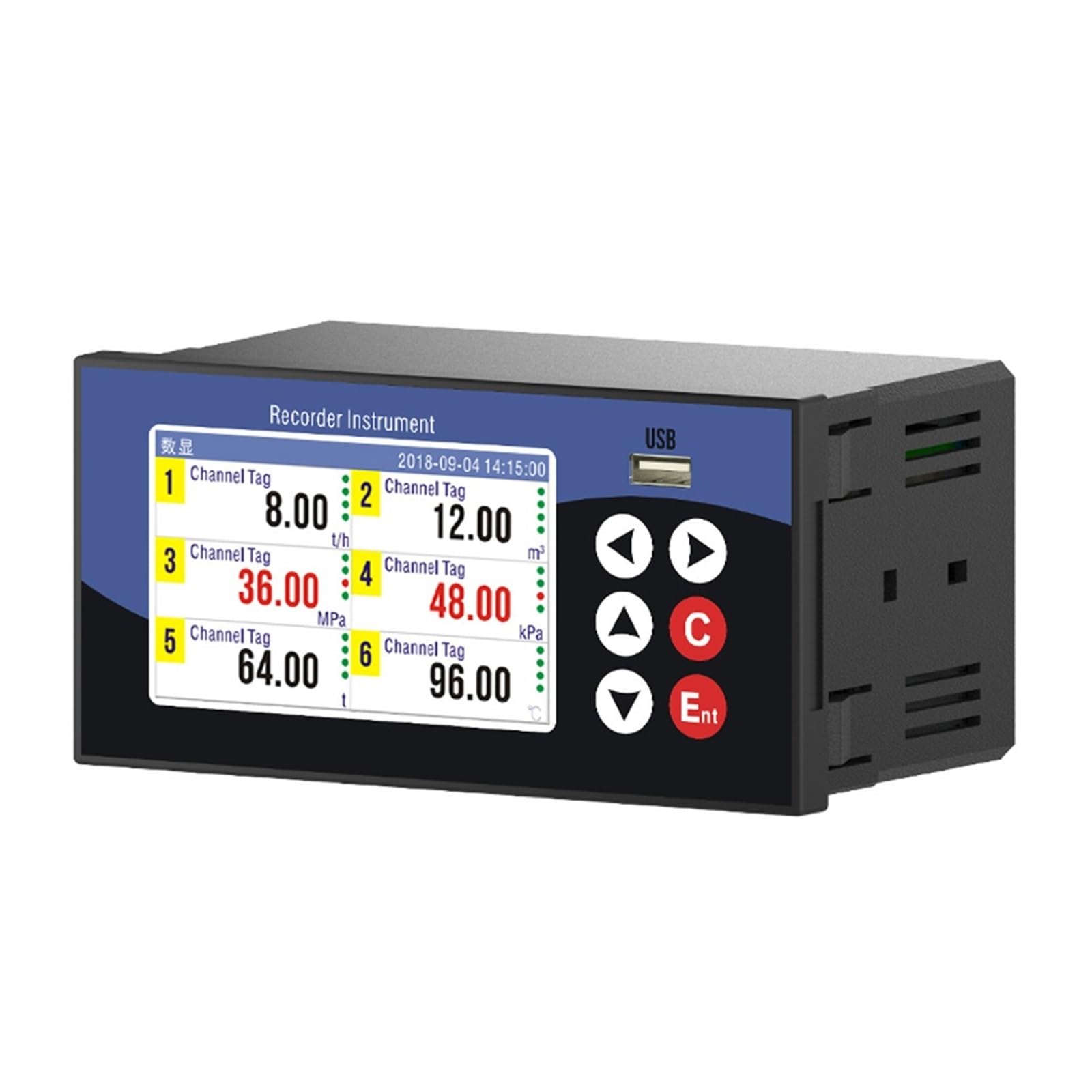 Datenlogger Temperatur Druck Strom Spannung Rekorder Trenddiagramm Datenbericht PT100 4-20 mA Analog RS485 USB(2 Channels (220VAC))