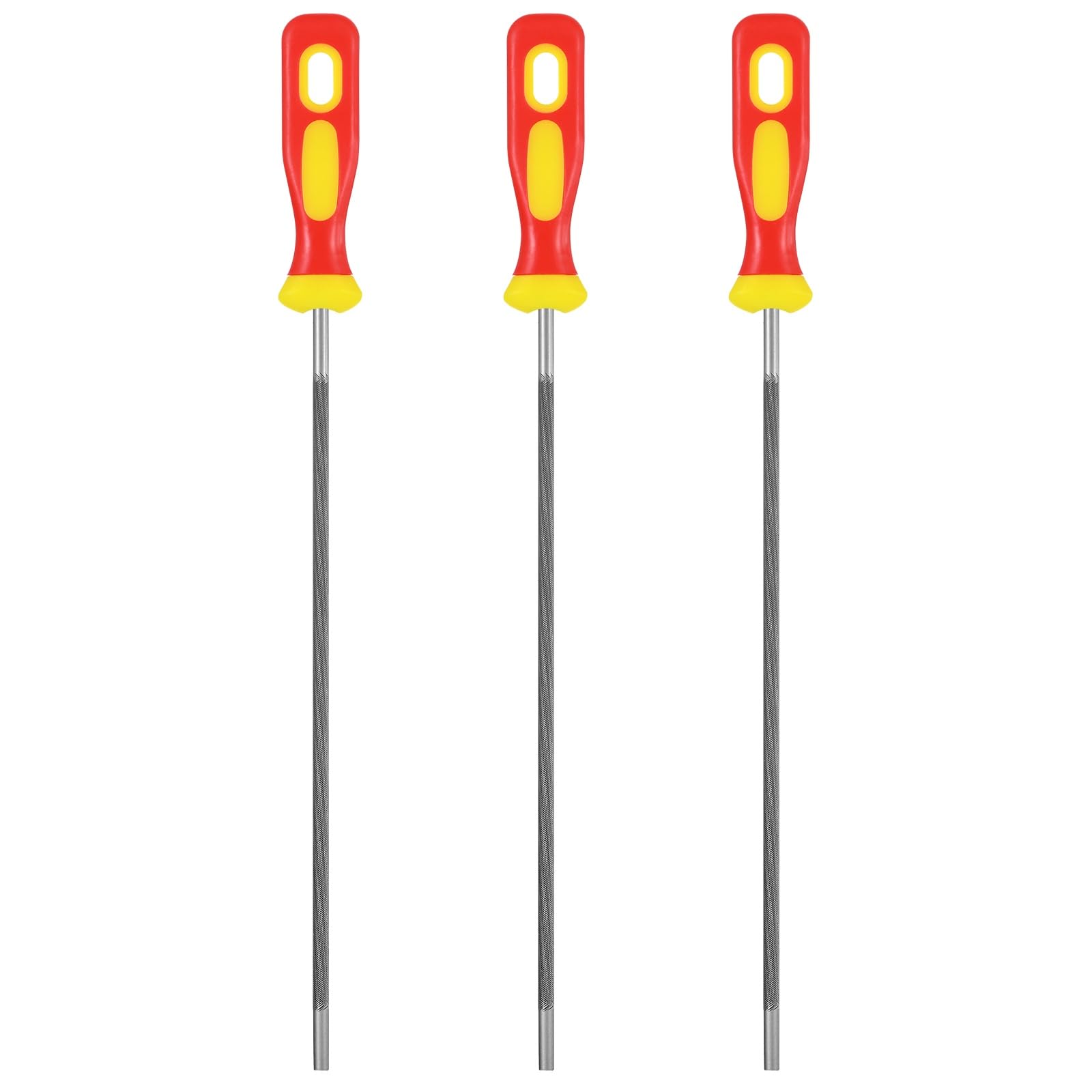 TIXIPEM Chain Saw Sharpening File with Plastic Handle[3pcs] Round Sharpening File Steel Chain Saw for Chainsaw&Woodworking [White,Red Yellow- 9/50 Inch]