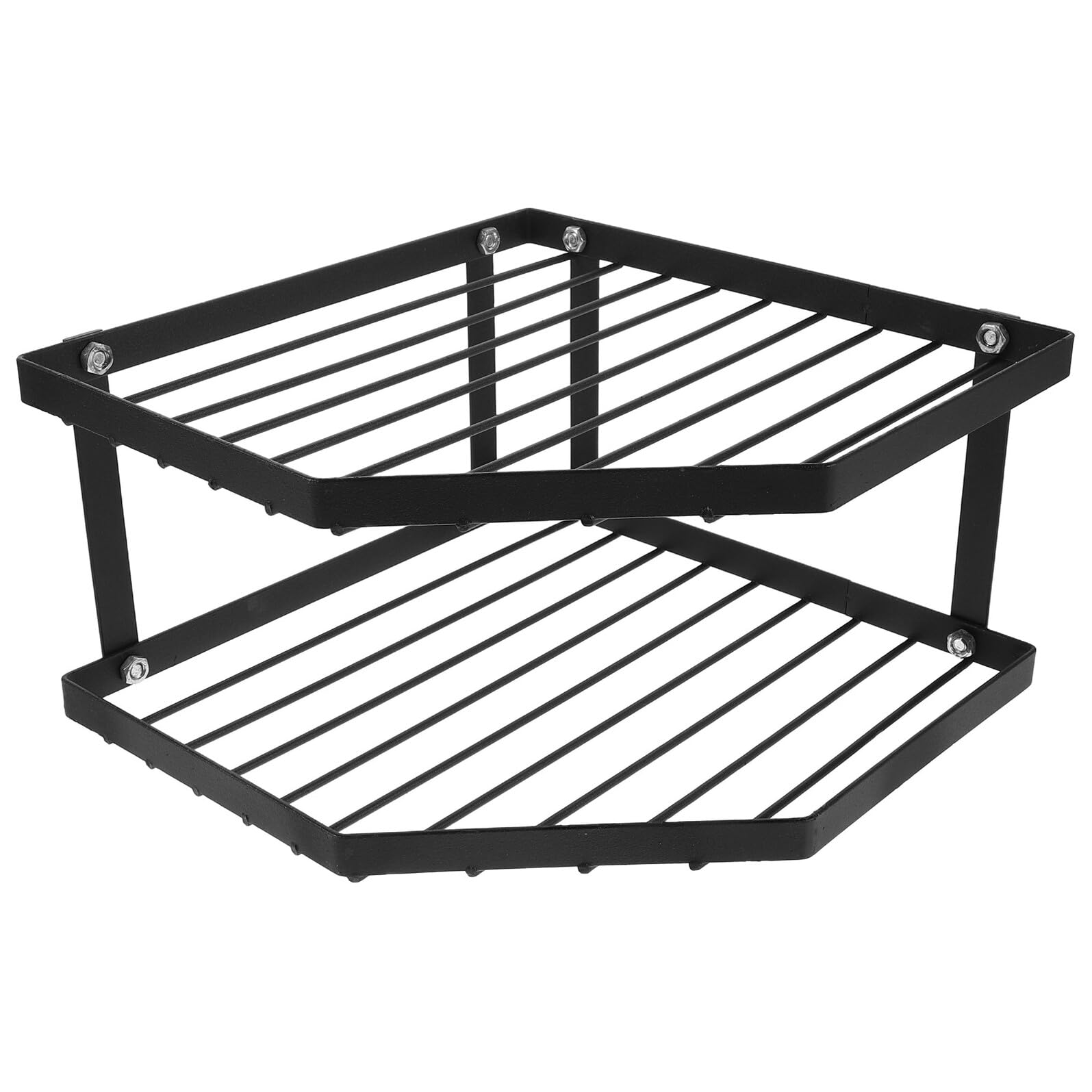Organizador de Encimera de Cocina Metálico Negro Doble Capa 34X12 CM Estante Esquinero para Ollas y Especias Soporte Resistente para Almacenamiento en Cocina y Ahorro de Espacio