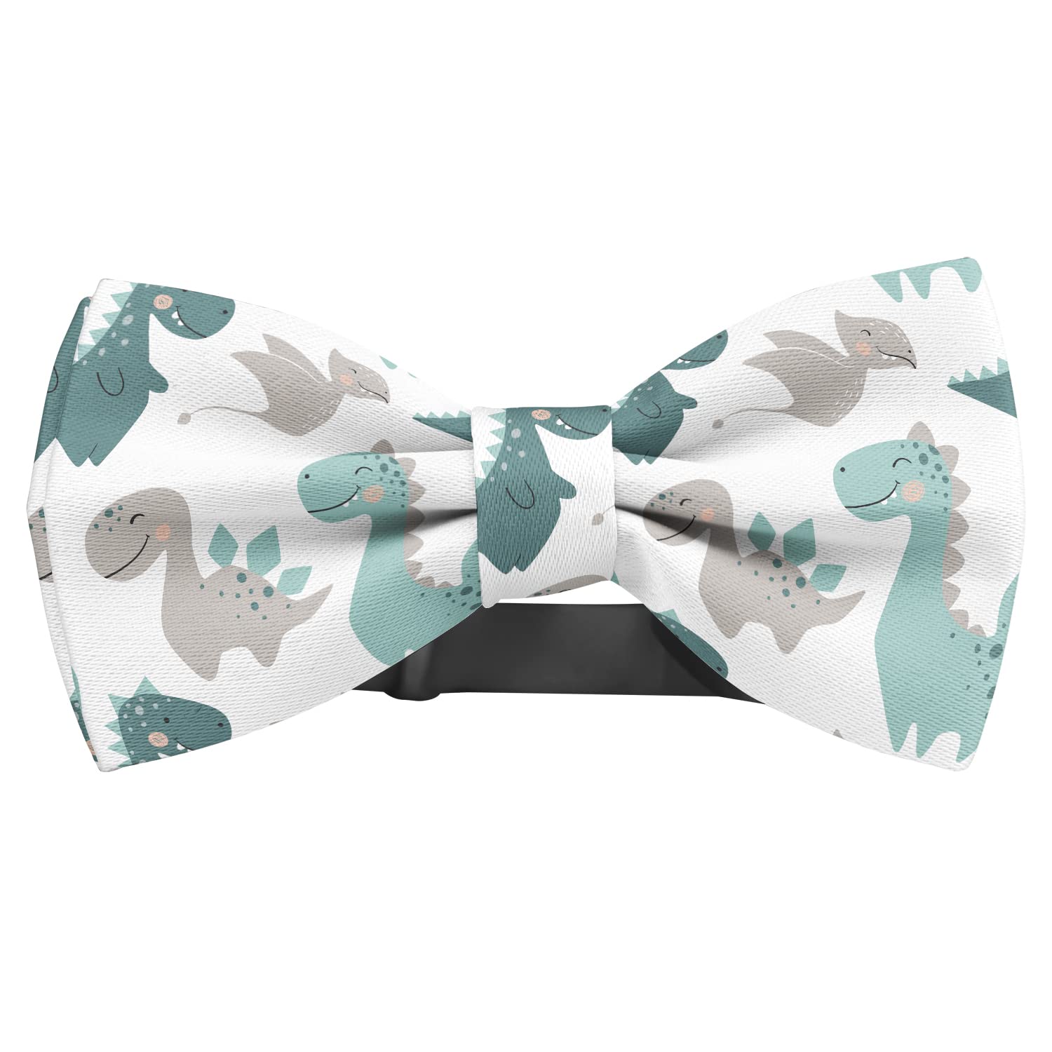 KAWAMOUSE Adjustable Pre-tied bow tie for toddler Boys (Dinosaur Baby Boy Pattern) Elegant Cute Bowties for Dogs Cats Pets