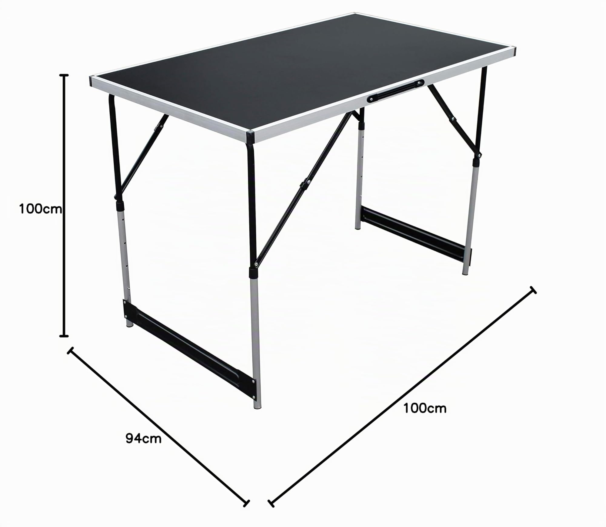 Tavolo da campeggio pieghevole in alluminio regolabile in altezza 100 x 60 x 73/80/87/94 cm