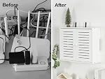 Noviko Boîte de rangement Wifi Support mural Boîte de routeur Wifi Hider décoratif Boîte de stockage Modem Mont mural (blanc, 16,5"L x 4,7"D x 12,6"H)