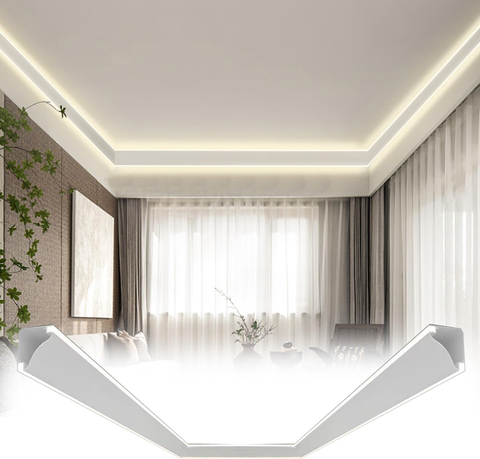 Coving for Ceilings Aluminum LED Lighting Coving White, Dual Side Led Strip Light Channel for Wall Ceiling Edge/Corner, Decorative Cornice Moulding, Indirect Lighting Led Coving(12 m/39.3 ft)